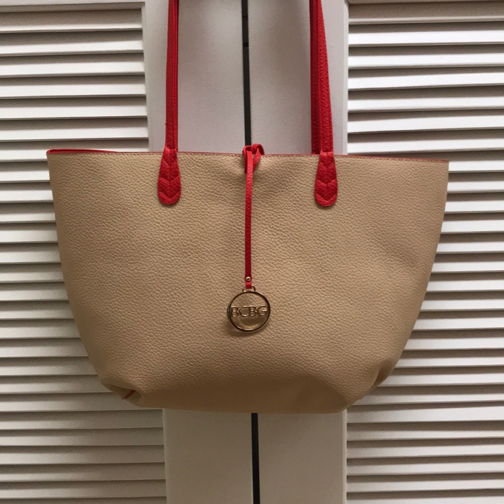 BCBG Red & Beige Tote (Reversible) & Crossbody